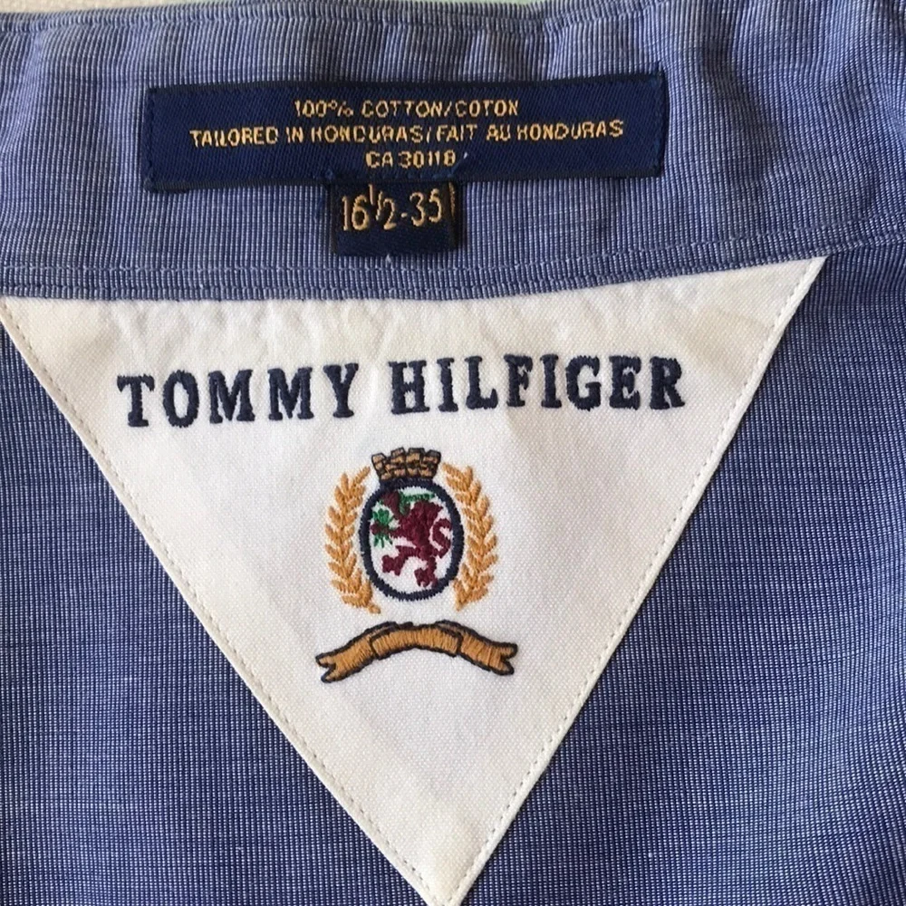 Tommy Hilfiger Blue Cotton Button Down Dress Shirt 16.5 35 - Picture 6 of 9
